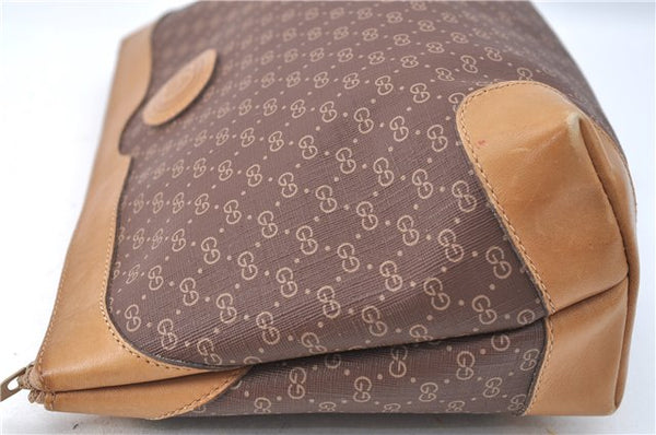 Authentic GUCCI Micro GG PVC Leather Clutch Hand Bag Purse Brown G4192