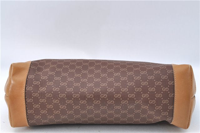 Authentic GUCCI Micro GG PVC Leather Clutch Hand Bag Purse Brown G4192