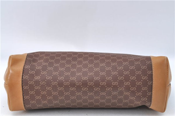 Authentic GUCCI Micro GG PVC Leather Clutch Hand Bag Purse Brown G4192