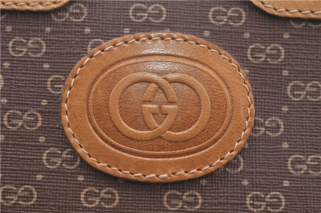 Authentic GUCCI Micro GG PVC Leather Clutch Hand Bag Purse Brown G4192