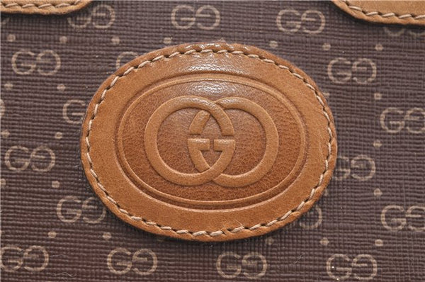 Authentic GUCCI Micro GG PVC Leather Clutch Hand Bag Purse Brown G4192