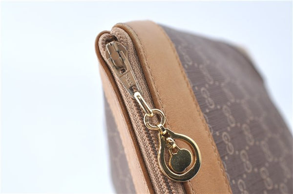 Authentic GUCCI Micro GG PVC Leather Clutch Hand Bag Purse Brown G4192