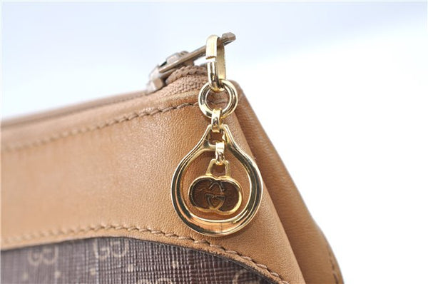 Authentic GUCCI Micro GG PVC Leather Clutch Hand Bag Purse Brown G4192