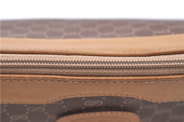 Authentic GUCCI Micro GG PVC Leather Clutch Hand Bag Purse Brown G4192