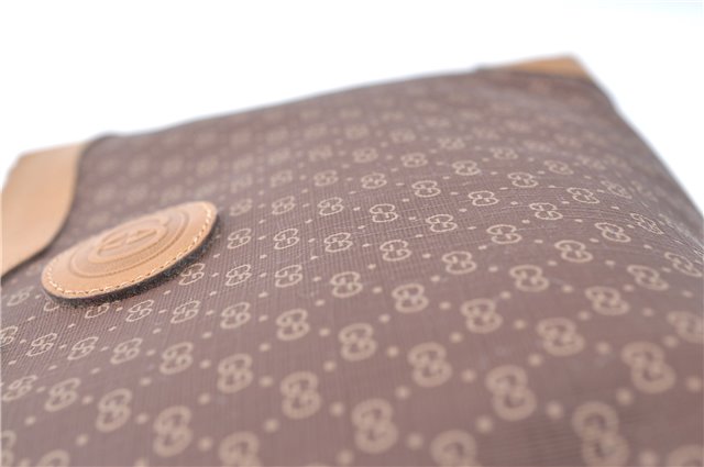 Authentic GUCCI Micro GG PVC Leather Clutch Hand Bag Purse Brown G4192