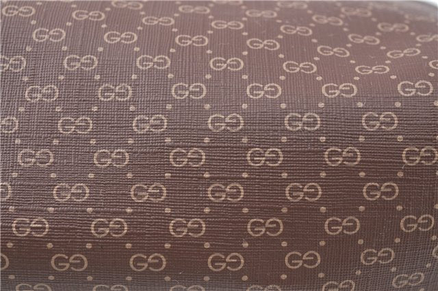 Authentic GUCCI Micro GG PVC Leather Clutch Hand Bag Purse Brown G4192