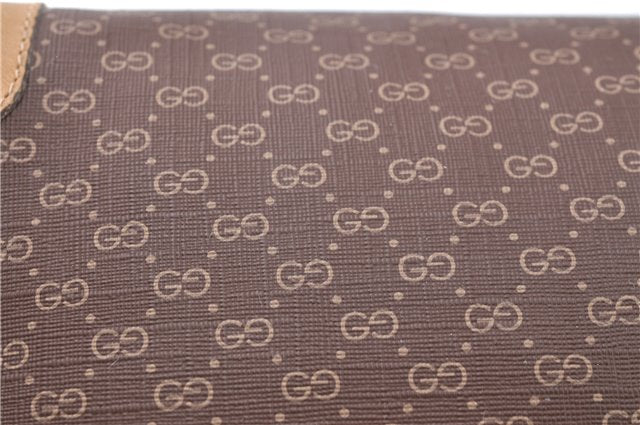 Authentic GUCCI Micro GG PVC Leather Clutch Hand Bag Purse Brown G4192