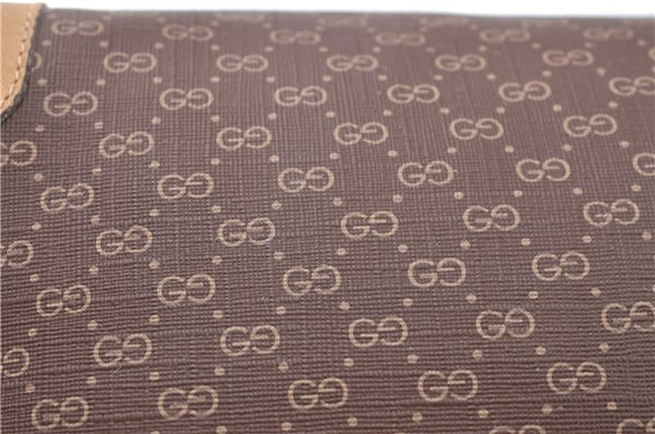 Authentic GUCCI Micro GG PVC Leather Clutch Hand Bag Purse Brown G4192