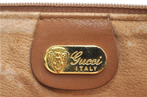 Authentic GUCCI Micro GG PVC Leather Clutch Hand Bag Purse Brown G4192