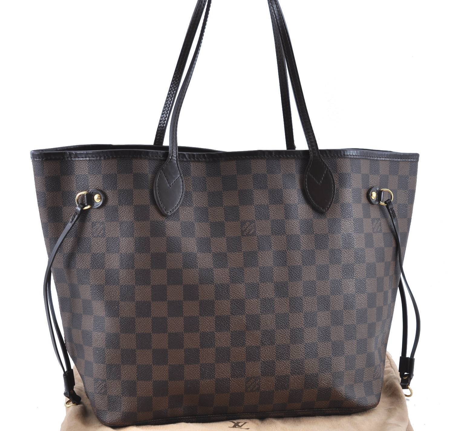 Authentic LOUIS VUITTON Damier Neverfull MM Tote Bag N51105 LV G4322