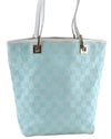 Authentic GUCCI Shoulder Tote Bag GG Canvas Leather 0021099 Light Blue G4338