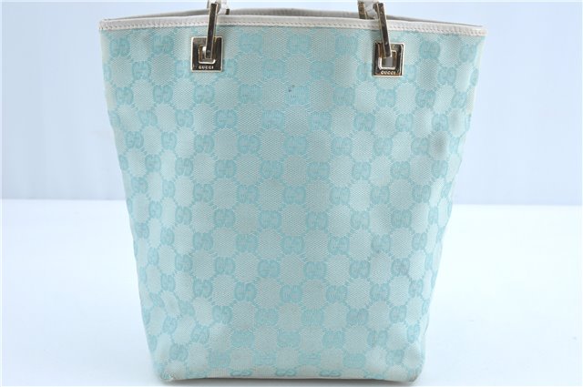 Authentic GUCCI Shoulder Tote Bag GG Canvas Leather 0021099 Light Blue G4338