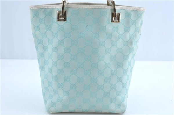 Authentic GUCCI Shoulder Tote Bag GG Canvas Leather 0021099 Light Blue G4338