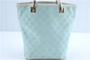 Authentic GUCCI Shoulder Tote Bag GG Canvas Leather 0021099 Light Blue G4338