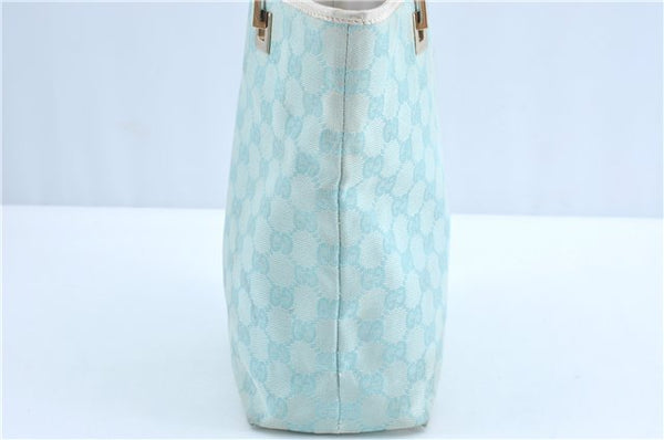 Authentic GUCCI Shoulder Tote Bag GG Canvas Leather 0021099 Light Blue G4338