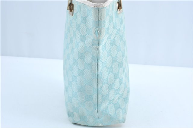 Authentic GUCCI Shoulder Tote Bag GG Canvas Leather 0021099 Light Blue G4338