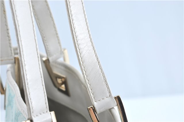 Authentic GUCCI Shoulder Tote Bag GG Canvas Leather 0021099 Light Blue G4338