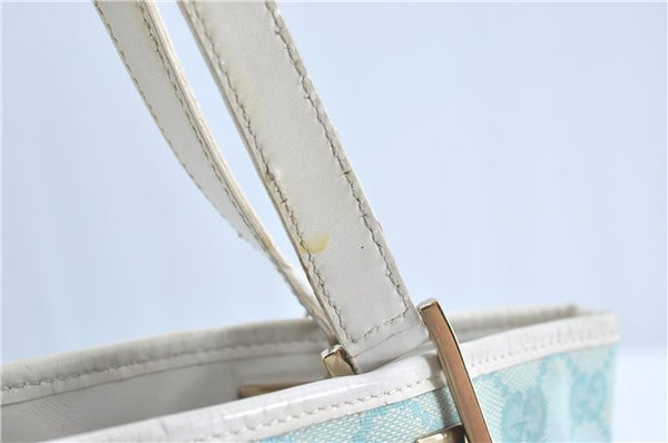 Authentic GUCCI Shoulder Tote Bag GG Canvas Leather 0021099 Light Blue G4338