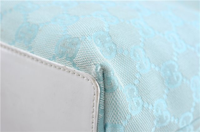 Authentic GUCCI Shoulder Tote Bag GG Canvas Leather 0021099 Light Blue G4338