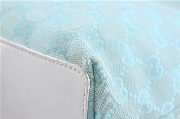 Authentic GUCCI Shoulder Tote Bag GG Canvas Leather 0021099 Light Blue G4338