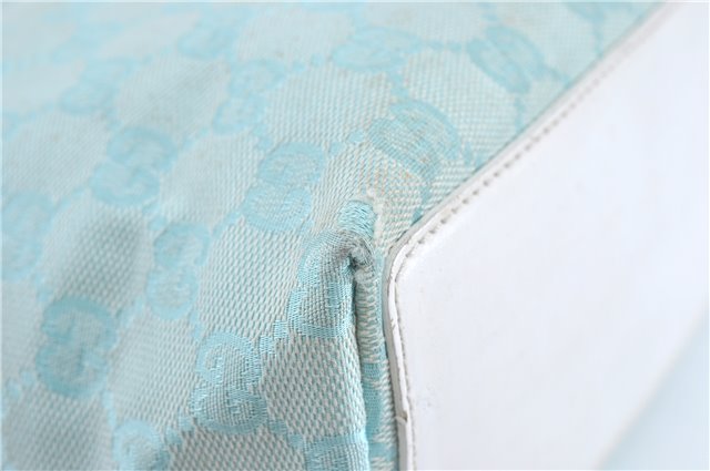 Authentic GUCCI Shoulder Tote Bag GG Canvas Leather 0021099 Light Blue G4338