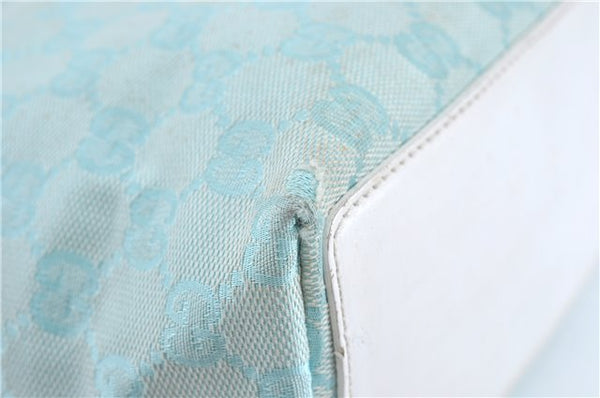 Authentic GUCCI Shoulder Tote Bag GG Canvas Leather 0021099 Light Blue G4338