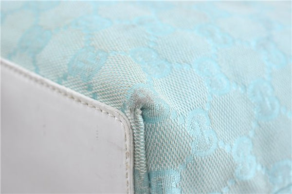 Authentic GUCCI Shoulder Tote Bag GG Canvas Leather 0021099 Light Blue G4338