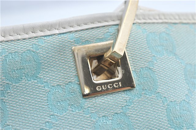 Authentic GUCCI Shoulder Tote Bag GG Canvas Leather 0021099 Light Blue G4338