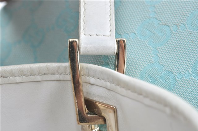 Authentic GUCCI Shoulder Tote Bag GG Canvas Leather 0021099 Light Blue G4338