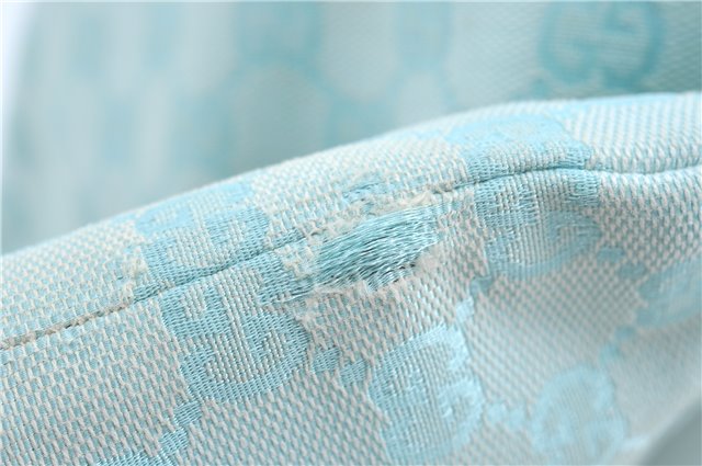 Authentic GUCCI Shoulder Tote Bag GG Canvas Leather 0021099 Light Blue G4338