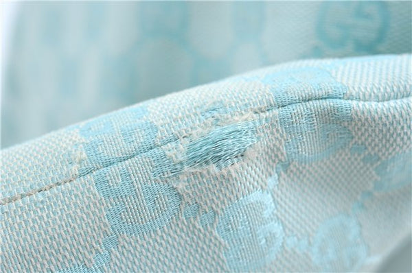 Authentic GUCCI Shoulder Tote Bag GG Canvas Leather 0021099 Light Blue G4338