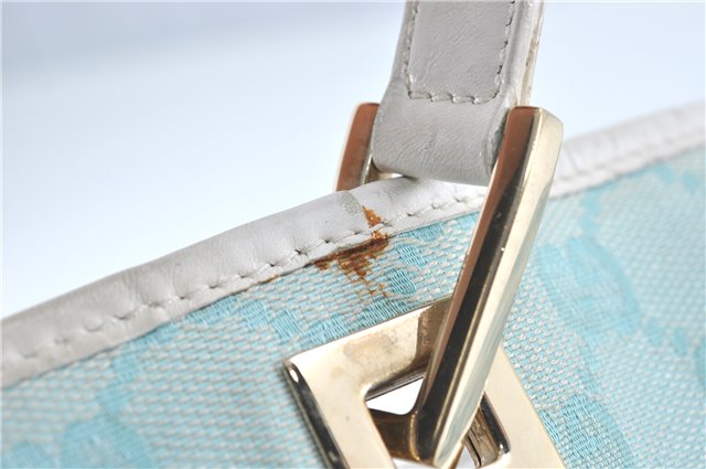 Authentic GUCCI Shoulder Tote Bag GG Canvas Leather 0021099 Light Blue G4338