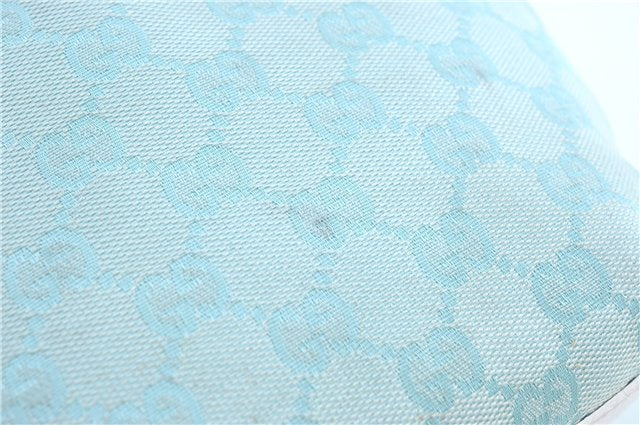 Authentic GUCCI Shoulder Tote Bag GG Canvas Leather 0021099 Light Blue G4338