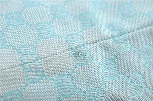 Authentic GUCCI Shoulder Tote Bag GG Canvas Leather 0021099 Light Blue G4338