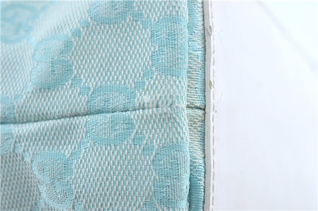 Authentic GUCCI Shoulder Tote Bag GG Canvas Leather 0021099 Light Blue G4338