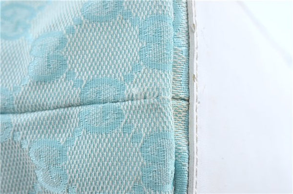 Authentic GUCCI Shoulder Tote Bag GG Canvas Leather 0021099 Light Blue G4338