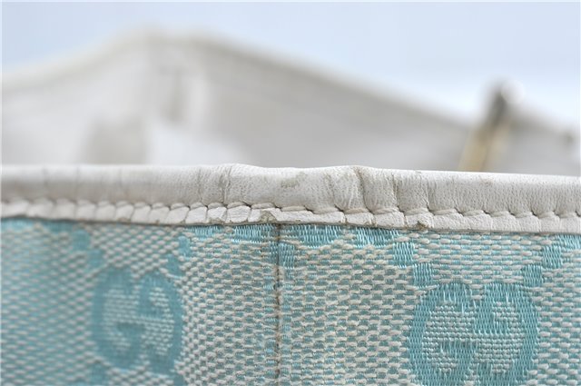 Authentic GUCCI Shoulder Tote Bag GG Canvas Leather 0021099 Light Blue G4338