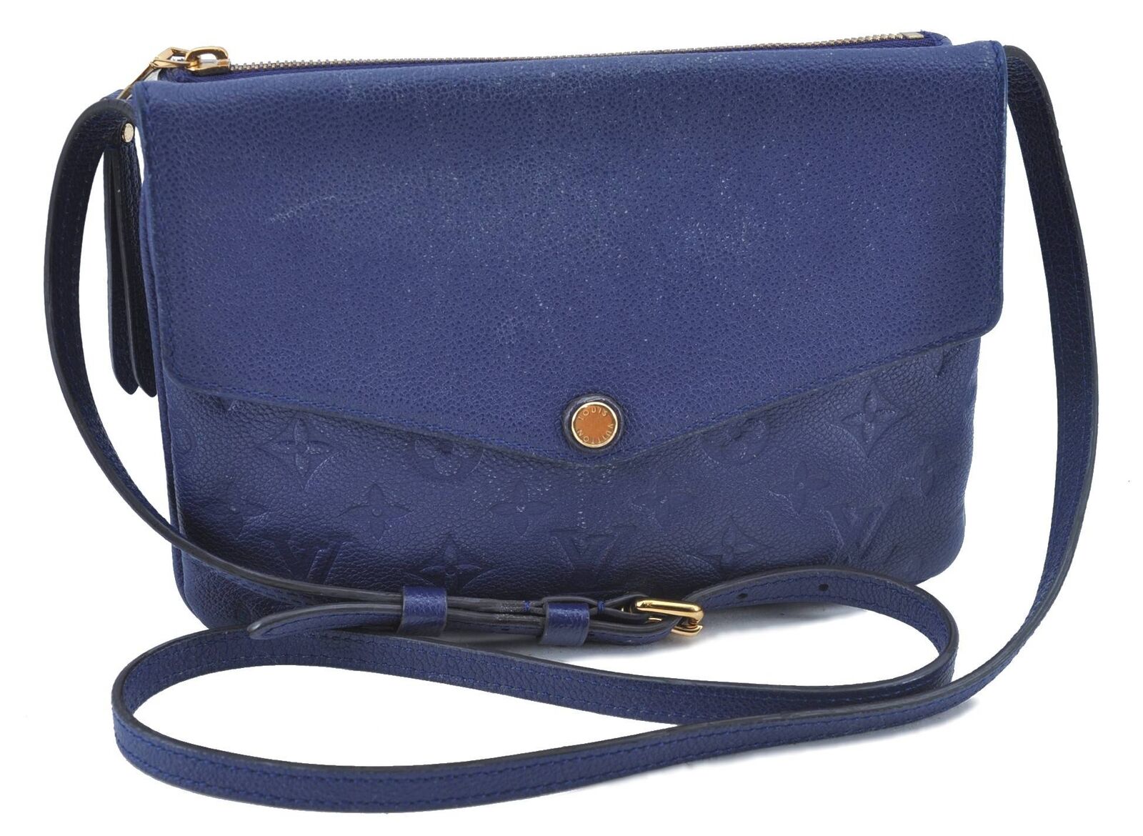 Auth LOUIS VUITTON Empreinte Twice Shoulder Cross Bag Navy Blue M50262 LV G4443