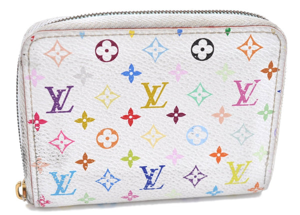 Auth Louis Vuitton Monogram Multicolor Zippy Coin Purse White M66548 Junk G4447