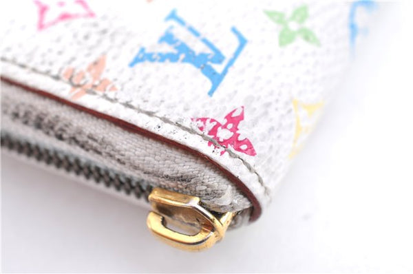 Auth Louis Vuitton Monogram Multicolor Zippy Coin Purse White M66548 Junk G4447