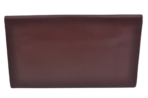 Authentic CARTIER Must de Cartier Clutch Bag Leather Bordeaux Red G4630