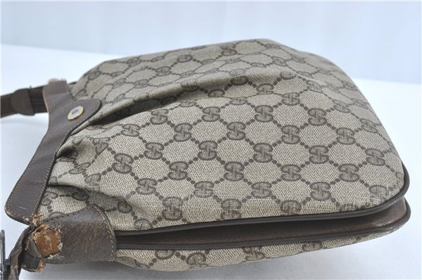 Authentic GUCCI Shoulder Cross Body Bag Purse GG PVC Leather Brown Junk G4793