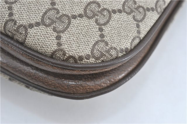 Authentic GUCCI Shoulder Cross Body Bag Purse GG PVC Leather Brown Junk G4793