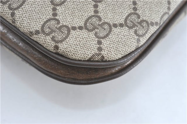 Authentic GUCCI Shoulder Cross Body Bag Purse GG PVC Leather Brown Junk G4793