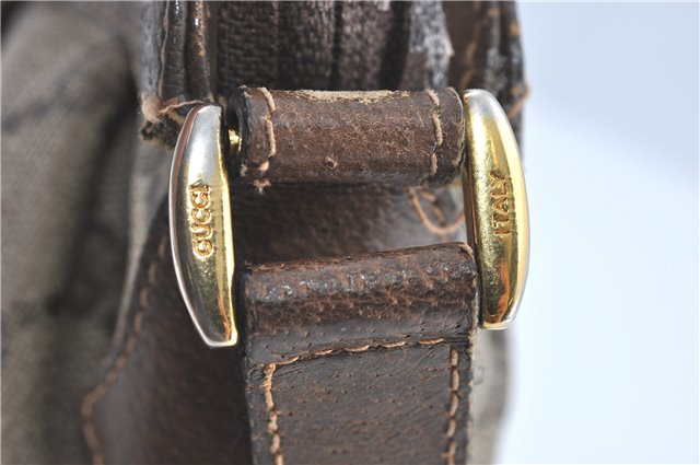 Authentic GUCCI Shoulder Cross Body Bag Purse GG PVC Leather Brown Junk G4793