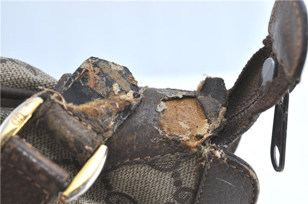 Authentic GUCCI Shoulder Cross Body Bag Purse GG PVC Leather Brown Junk G4793