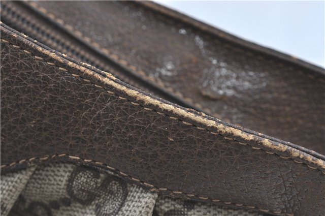 Authentic GUCCI Shoulder Cross Body Bag Purse GG PVC Leather Brown Junk G4793