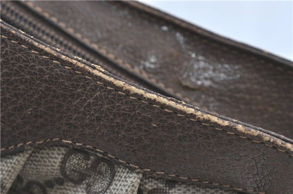 Authentic GUCCI Shoulder Cross Body Bag Purse GG PVC Leather Brown Junk G4793