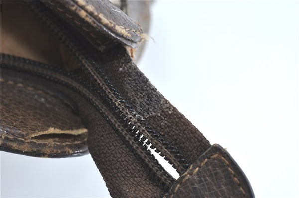 Authentic GUCCI Shoulder Cross Body Bag Purse GG PVC Leather Brown Junk G4793