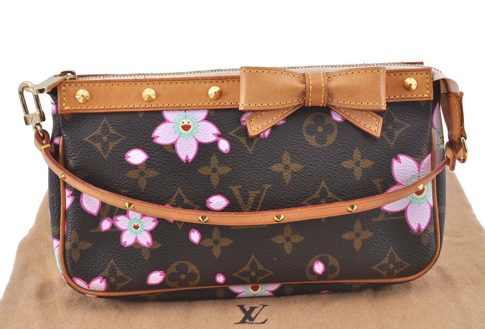 LOUIS VUITTON Monogram Cherry Blossom Pochette Accessoires Pouch M92006 LV G4868